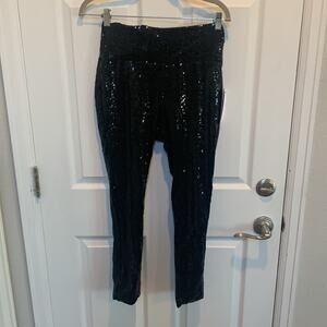 Tipsy Elves Black Sequin Leggings Sz M #53